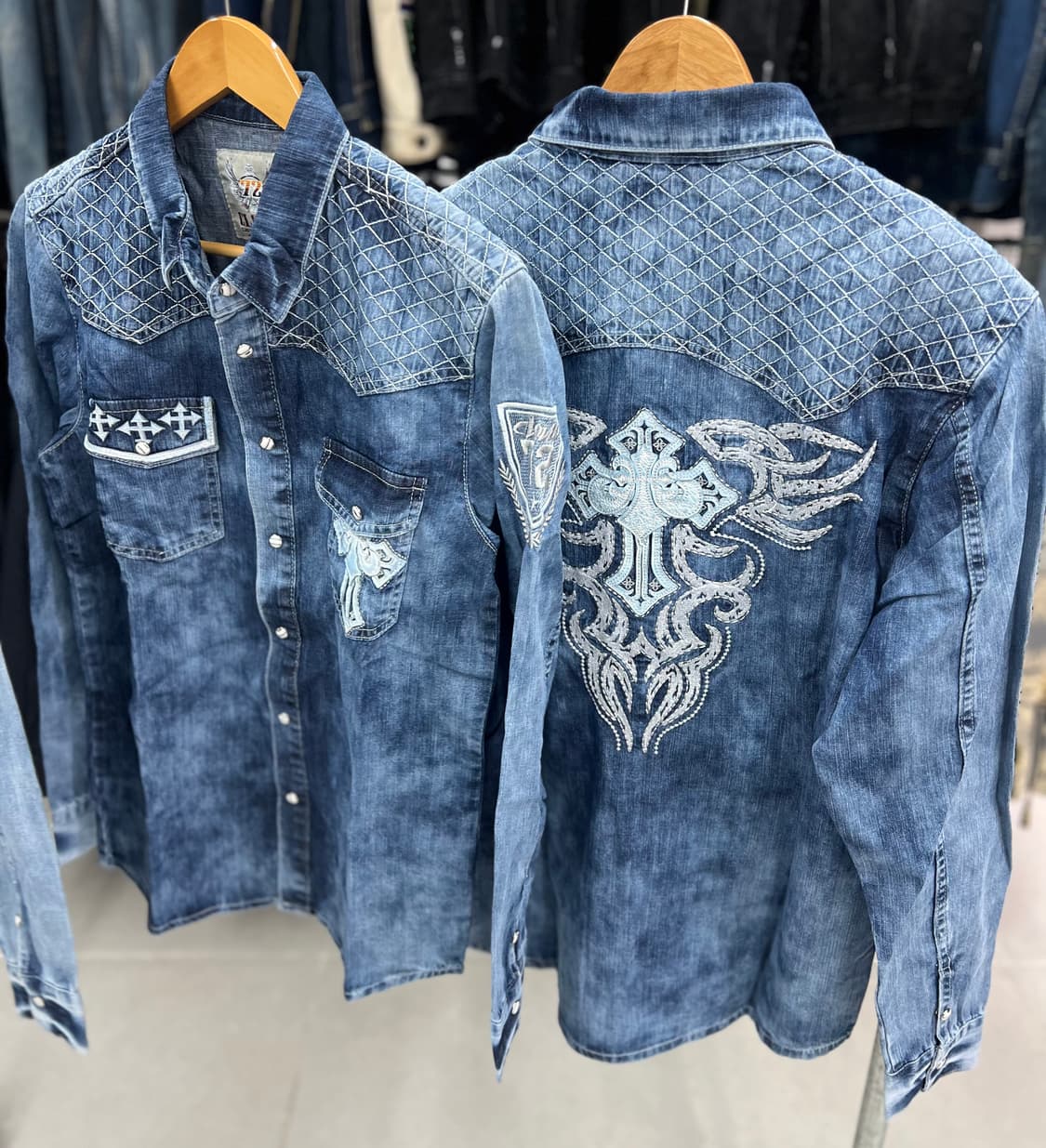 격자 워싱 남방  상품이미지4