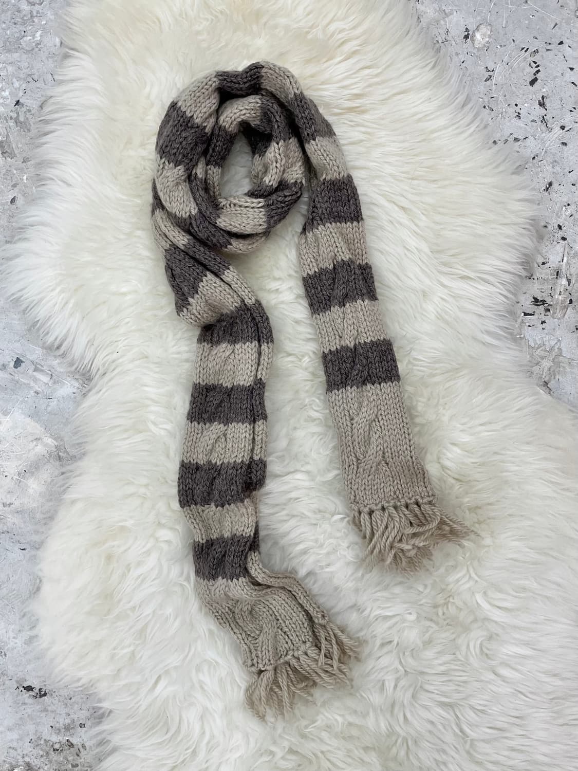 라떼 스트라이프 울 머플러 상품이미지1