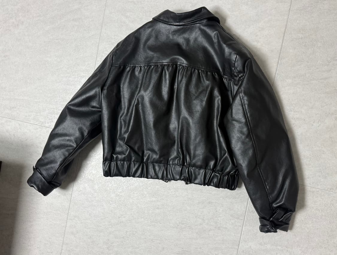 빈티지 누빔 크롭 레더 자켓 상품이미지3