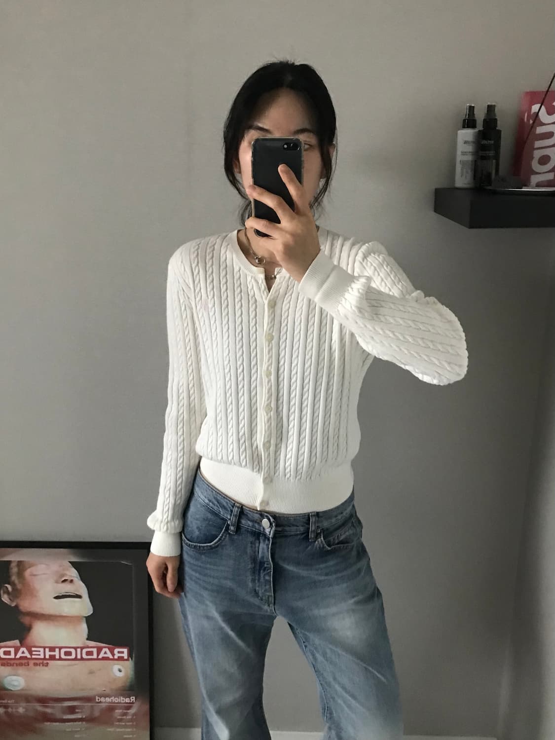 폴로 랄프로렌 포니로고 화이트 케이블 니트 가디건 상품이미지1