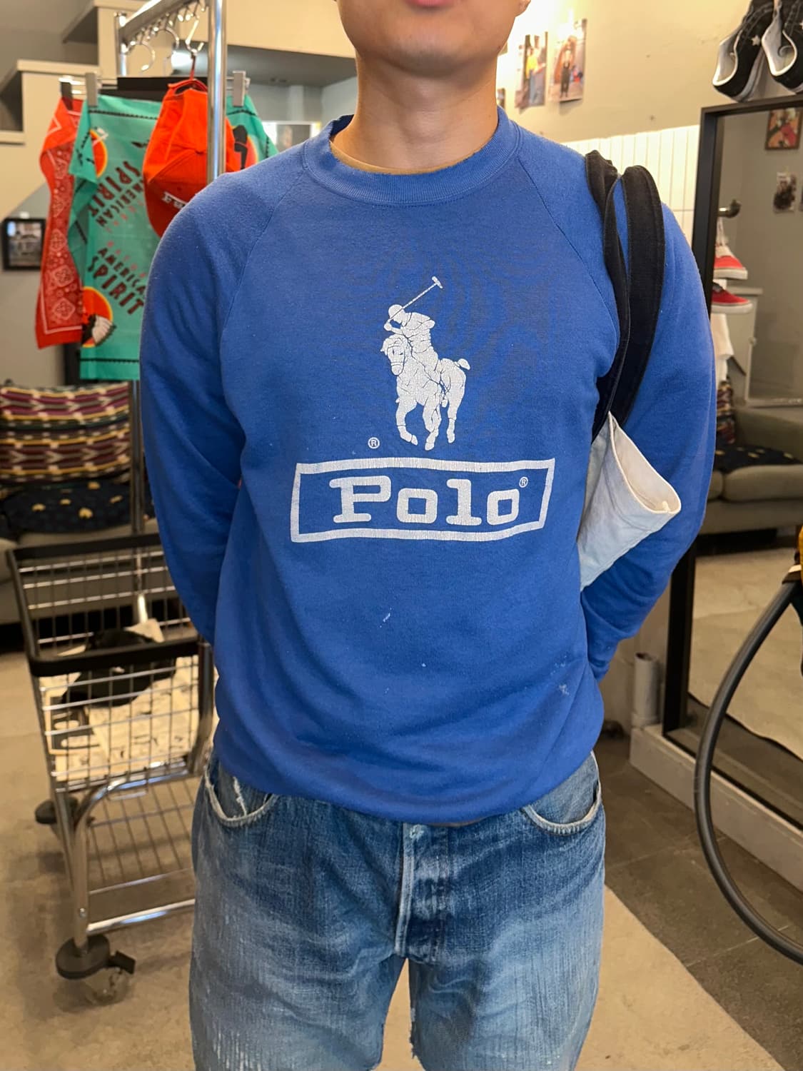 80’s Jerzees Polo print paded sweatshirt 상품이미지3