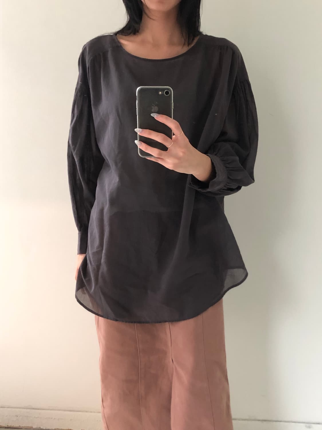 일본빈티지 핀턱 블라우스 상품이미지2