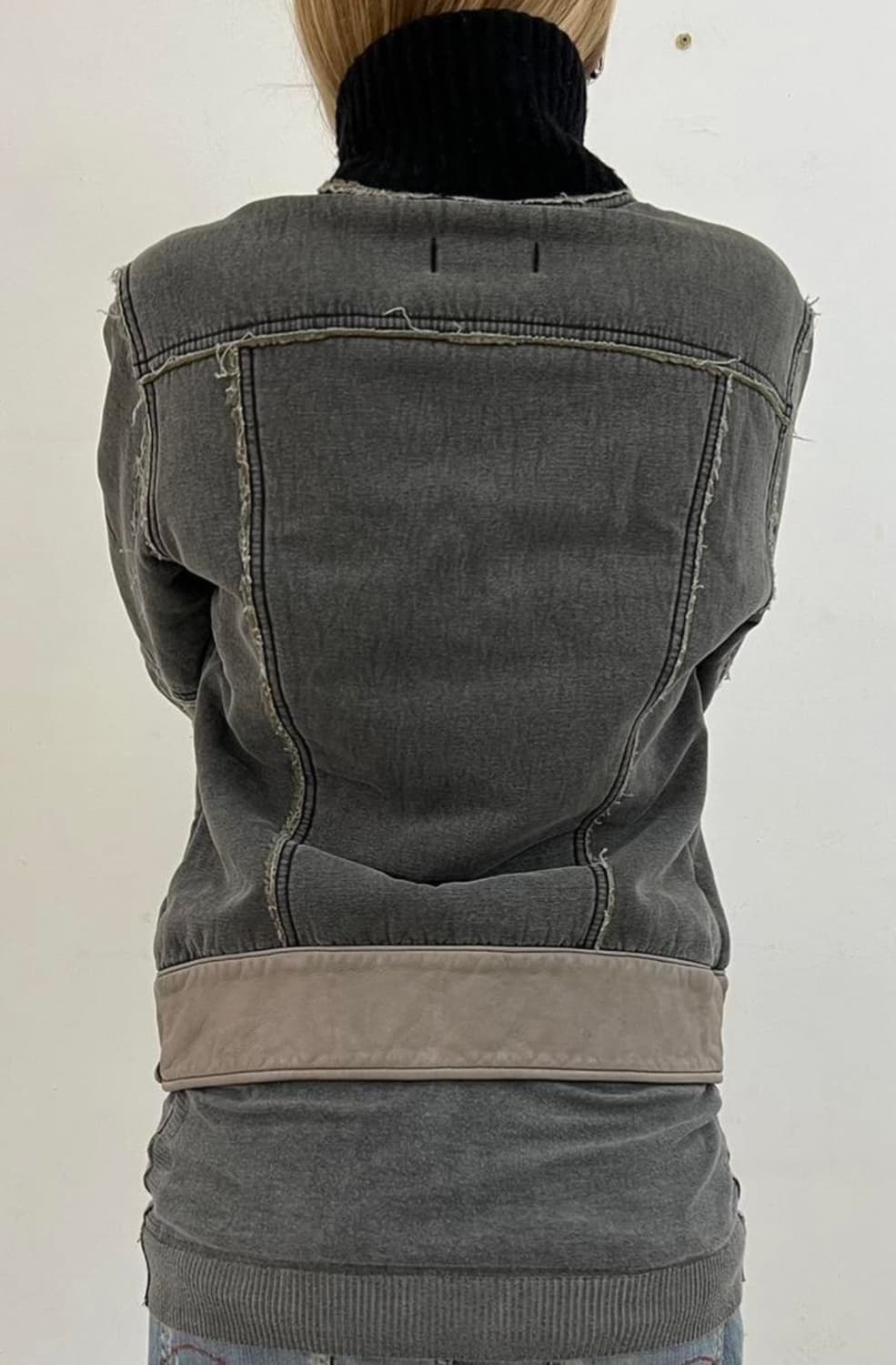 빈티지 디젤 90s 여성 트리밍 카우 레더 자켓 (s) 상품이미지5