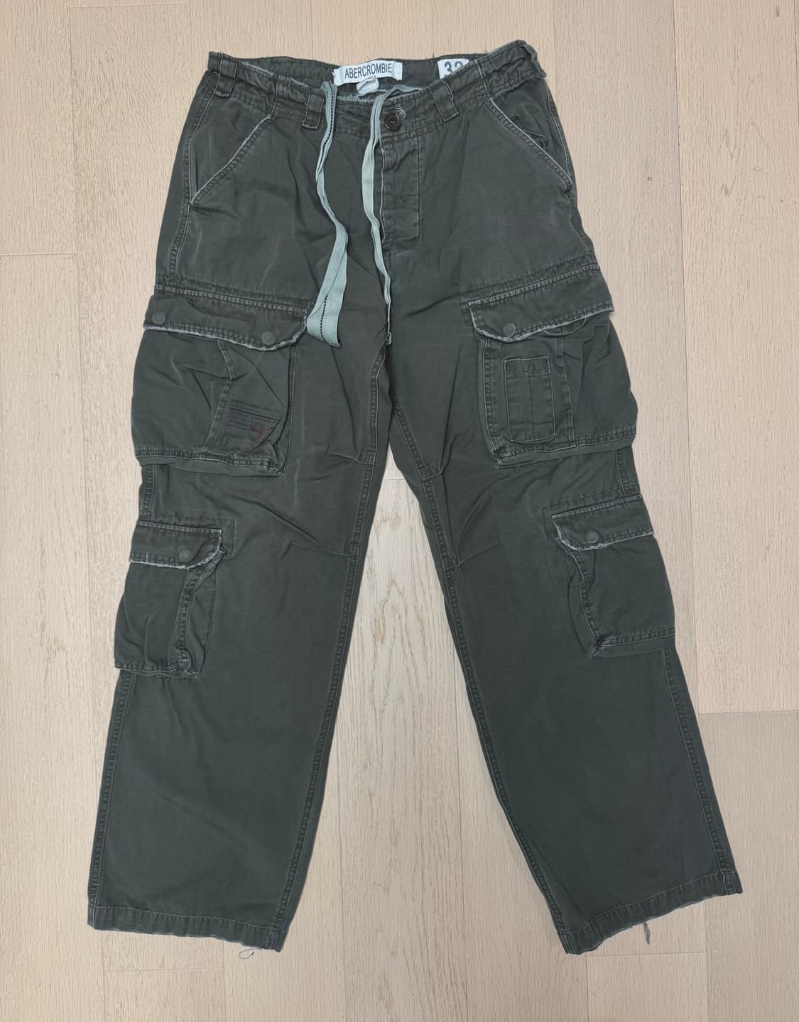 아베크롬비 빈티지 워싱 카키색 와이드 카고 팬츠 상품이미지1