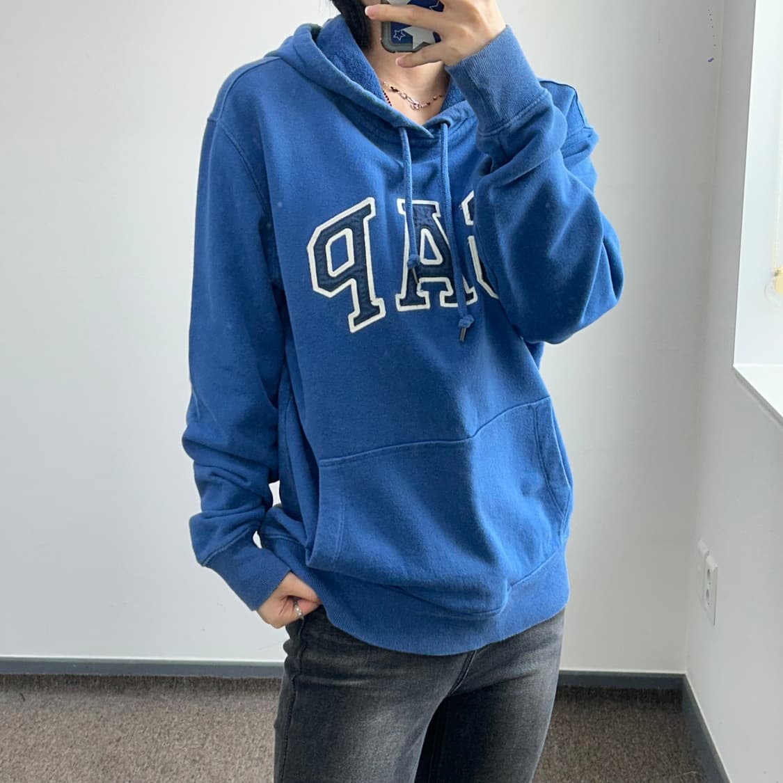 Gap 갭 네이비 로고 블루 후드티 상품이미지2