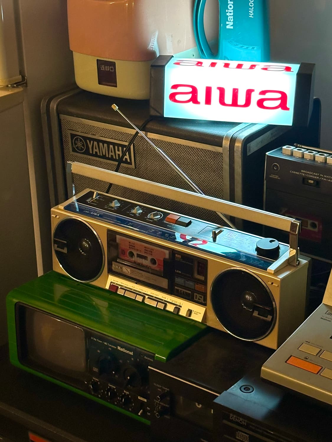 일본 빈티지 아이와 휴대용 라디오 카세트 플레이어 붐박스 상품이미지8