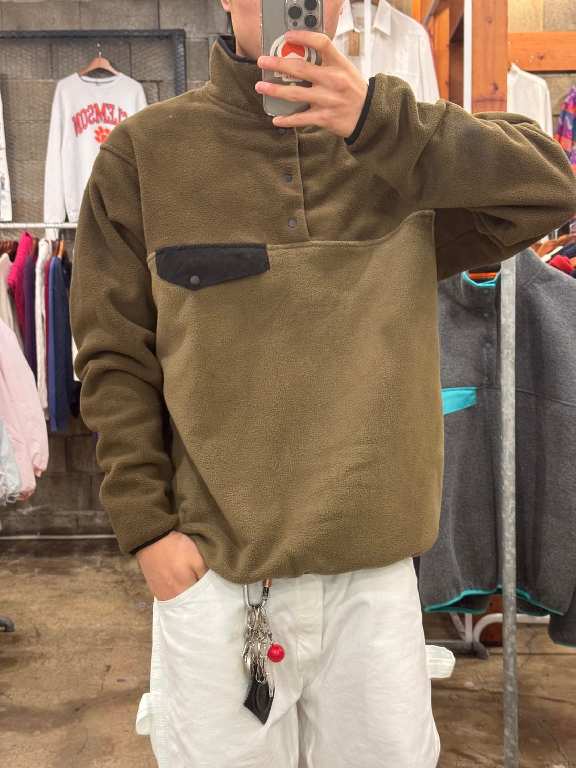 (새상품) 빈티지 아웃도어 플리스 스냅티 상품이미지3