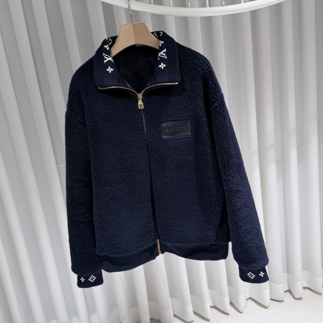 (S/XXL) / 루이비통 모노그램 레더패치 플리스 블루종 후리스 자켓 상품이미지3