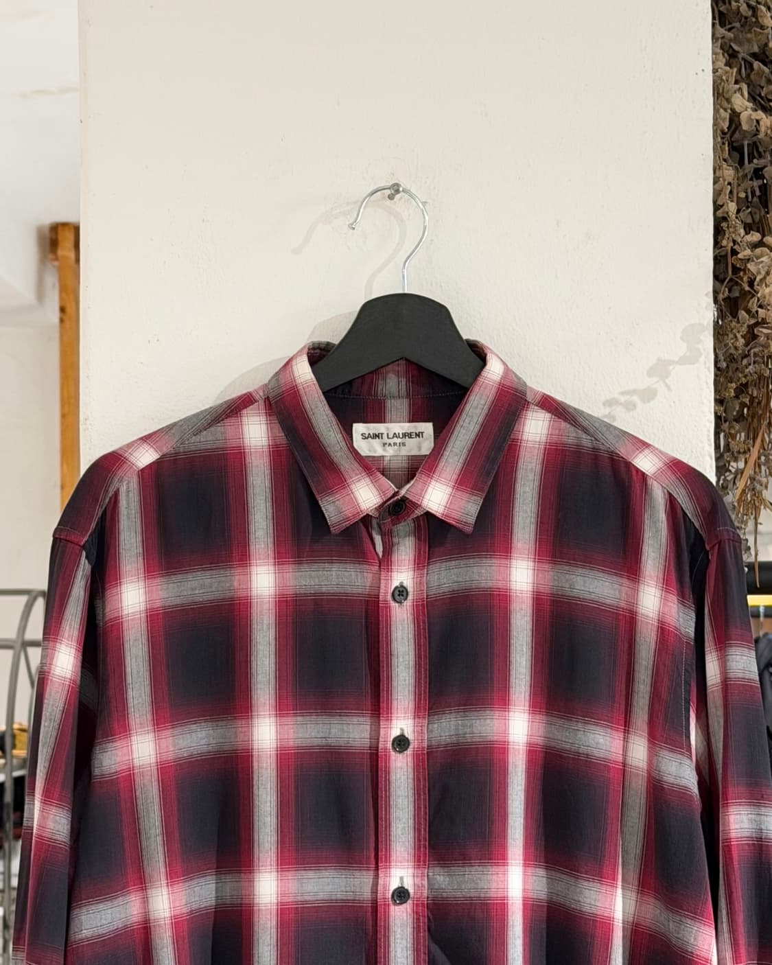 생로랑 레드 블랙 타탄 체크 셔츠  상품이미지4