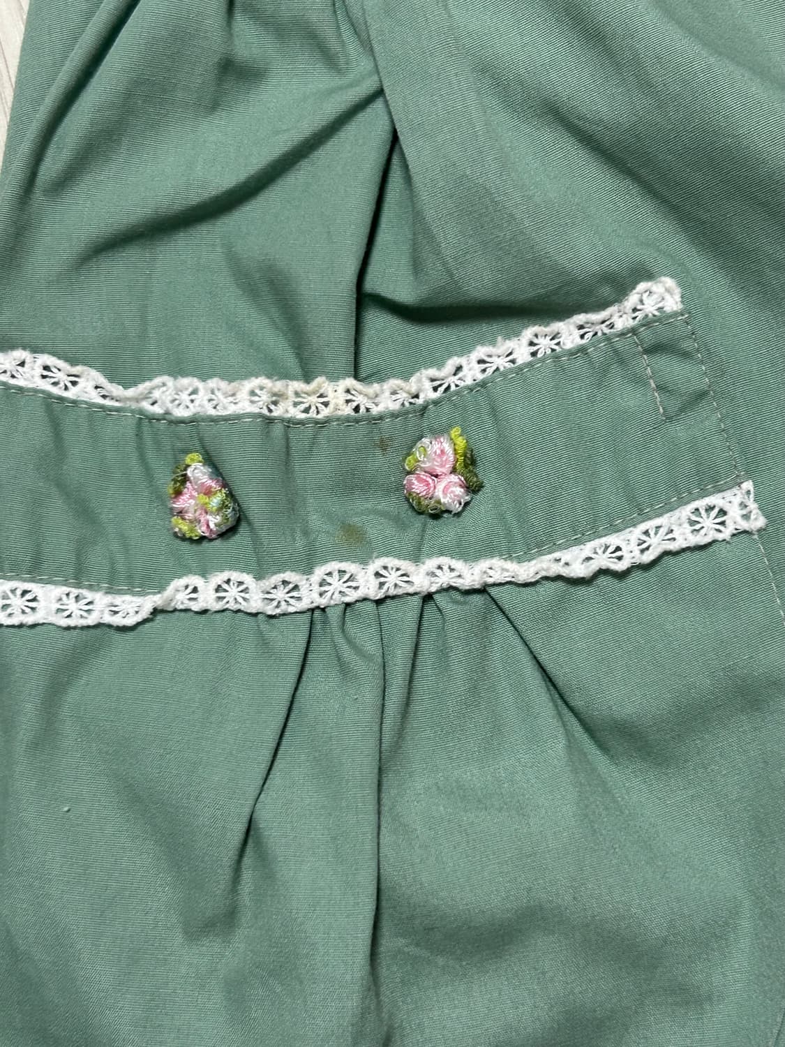 일본빈티지 모리걸 에이프런 앞치마 꽃자수 상품이미지3