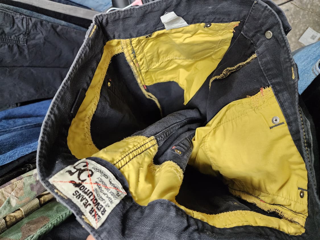 EXR 올드스쿨 가죽벨트고리 레터링 흑청바지 상품이미지7