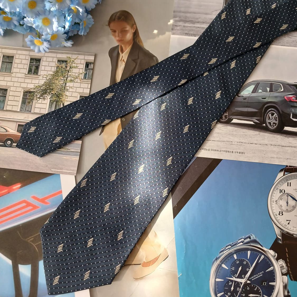 세루티 실크 네이비 마이크로 패턴 넥타이 9.1cm A+등급 A19196 상품이미지3