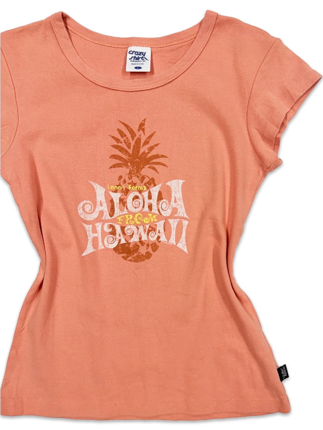 빈티지 오랜지 하와이 슬림 반팔티 상품이미지4