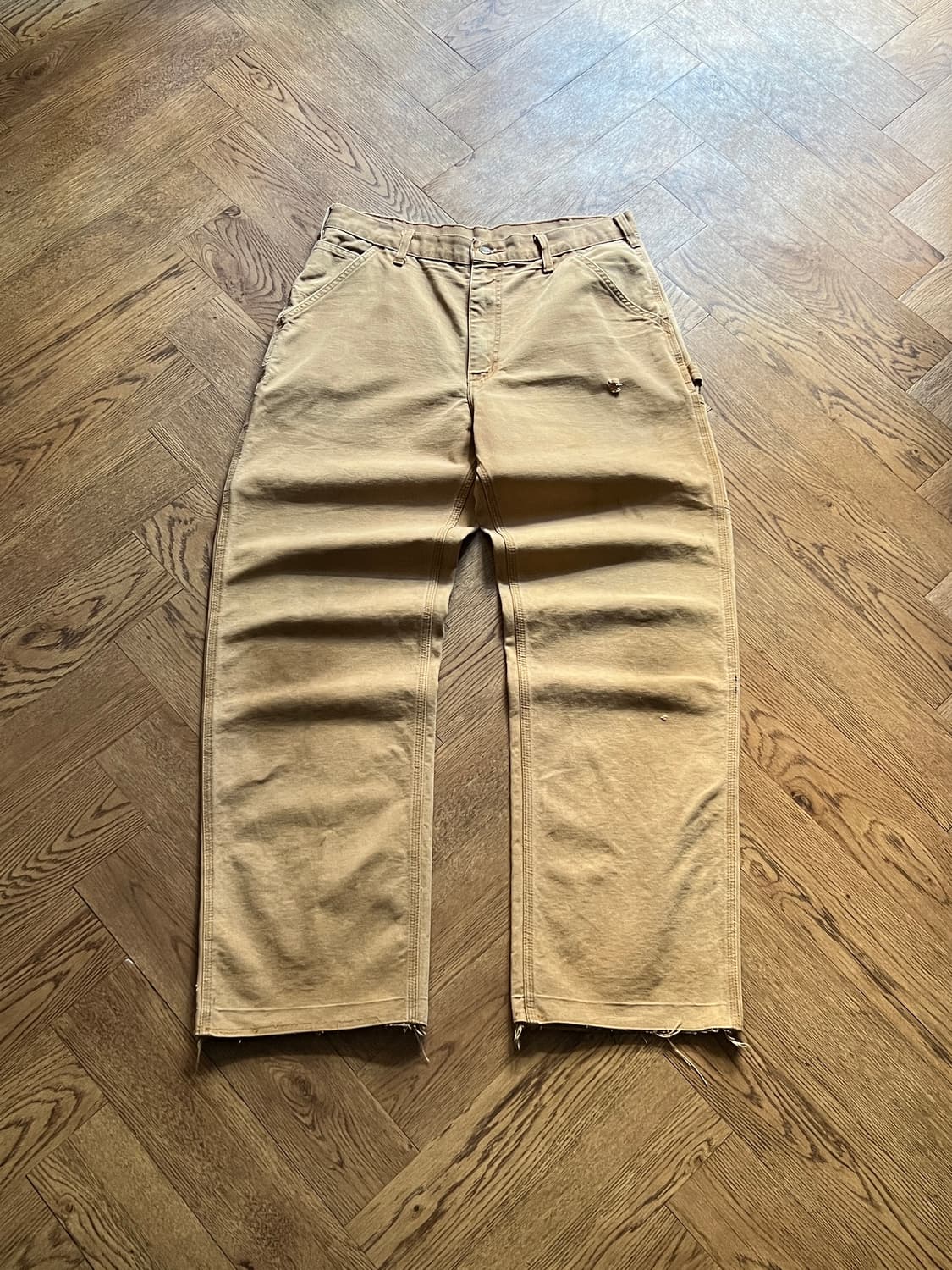 [34]칼하트 USA 빈티지 페이딩 브라운 싱글니 카펜터 워크 팬츠 상품이미지2