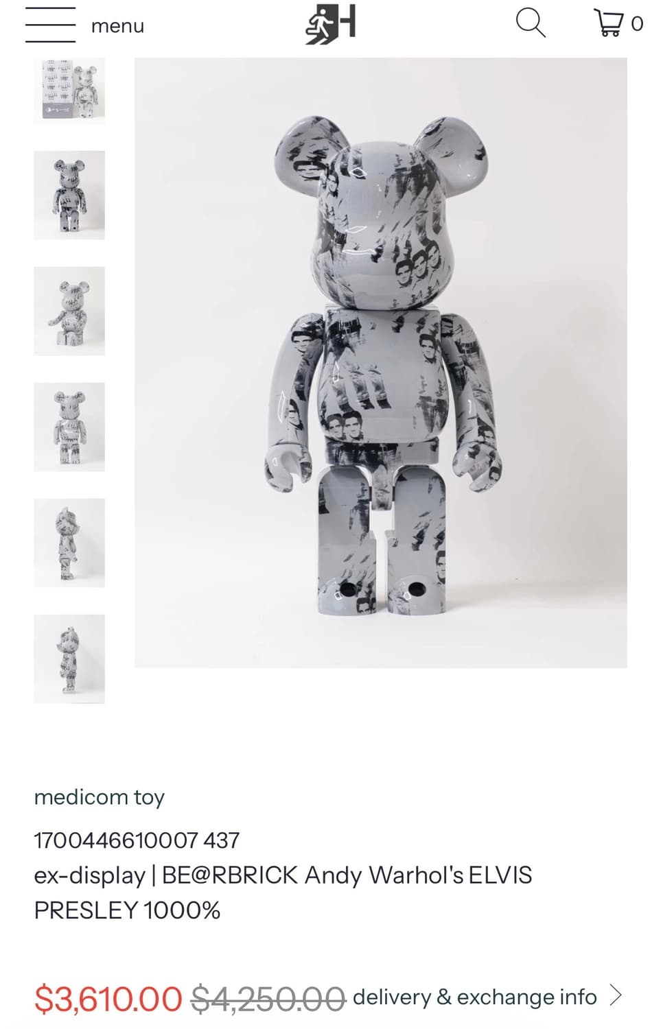한정판 베어브릭 1000%(앤디워홀) 상품이미지2