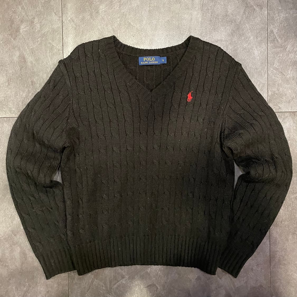 [IM] polo 폴로랄프로렌 꽈배기 V넥 블랙 니트 상품이미지2