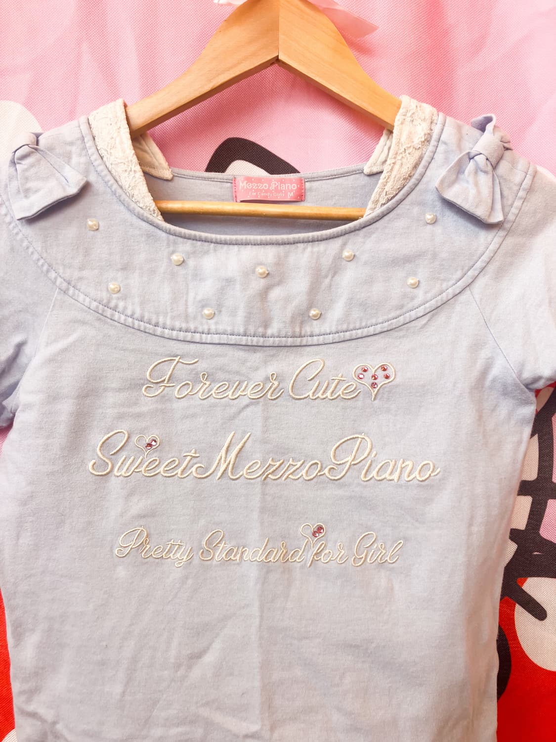 메조피아노 소다맛 리본 반소매 티셔츠 상품이미지2