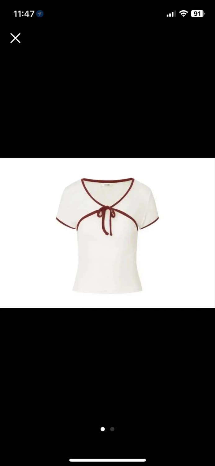 제니오 리본 숏 슬리브 아이보리 상품이미지2