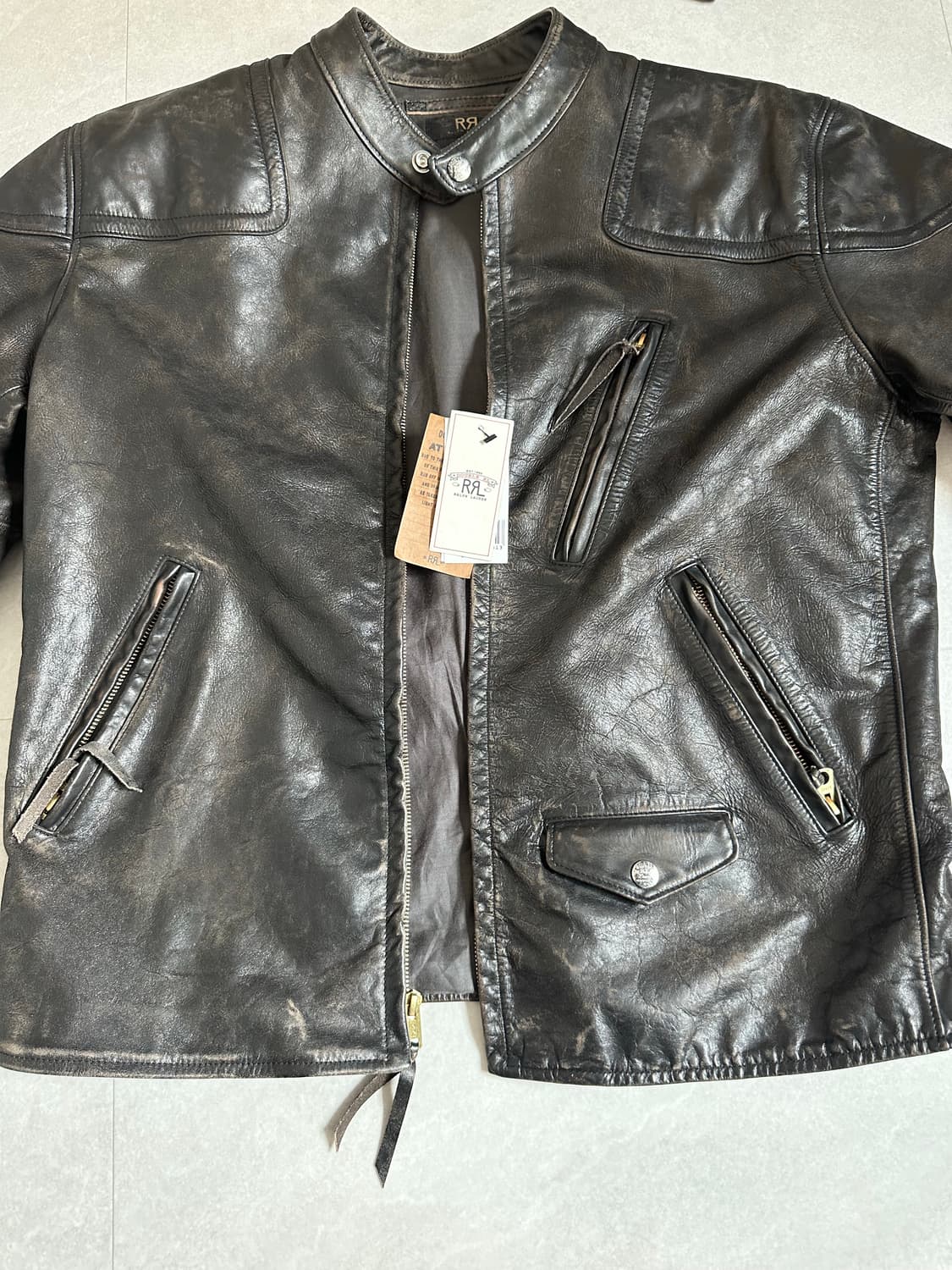 RRL 슬림핏 레더모토 L사이즈 상품이미지4