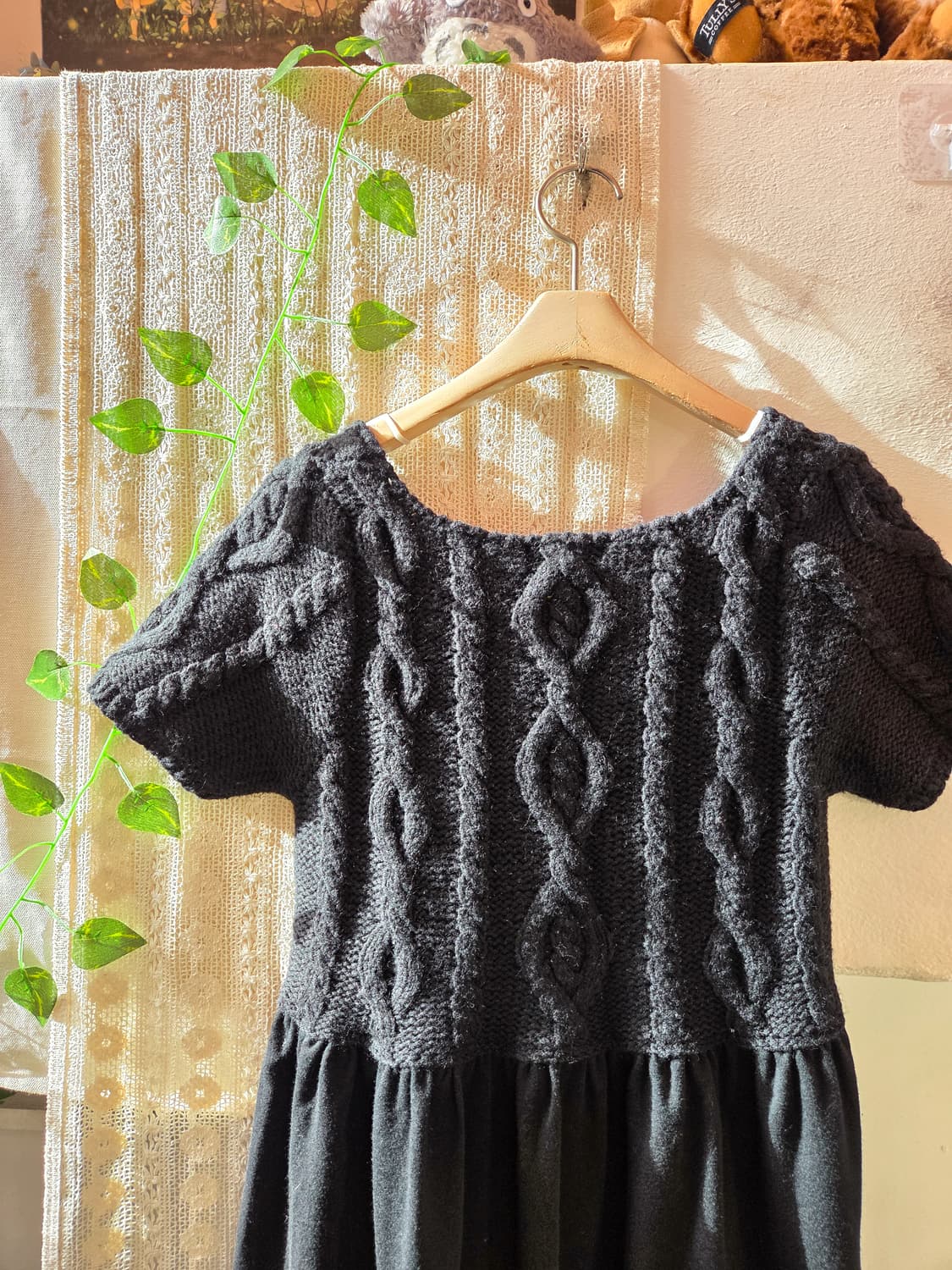 블랙 니트 반팔 원피스 상품이미지5