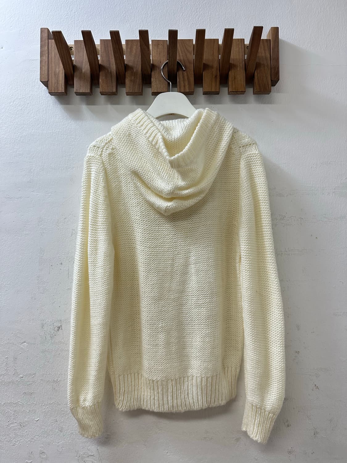 일본빈티지 아이보리 더플 니트 후드 가디건 상품이미지4