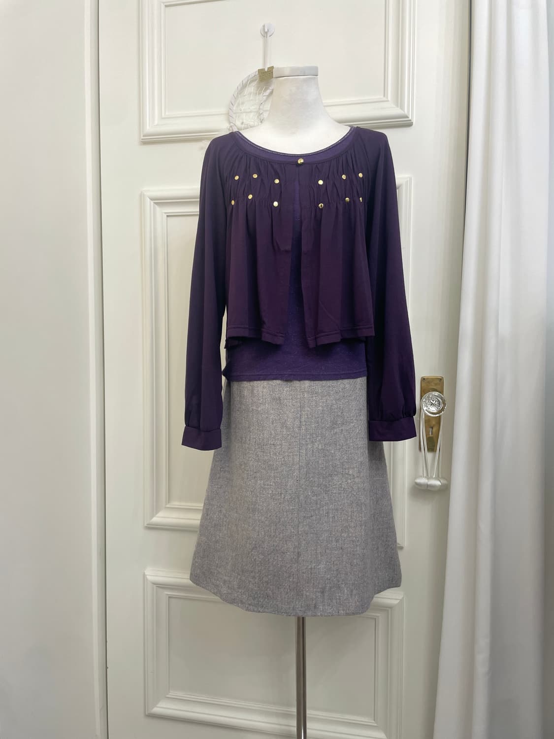 blue gray wool pocket point midi skirt 상품이미지6