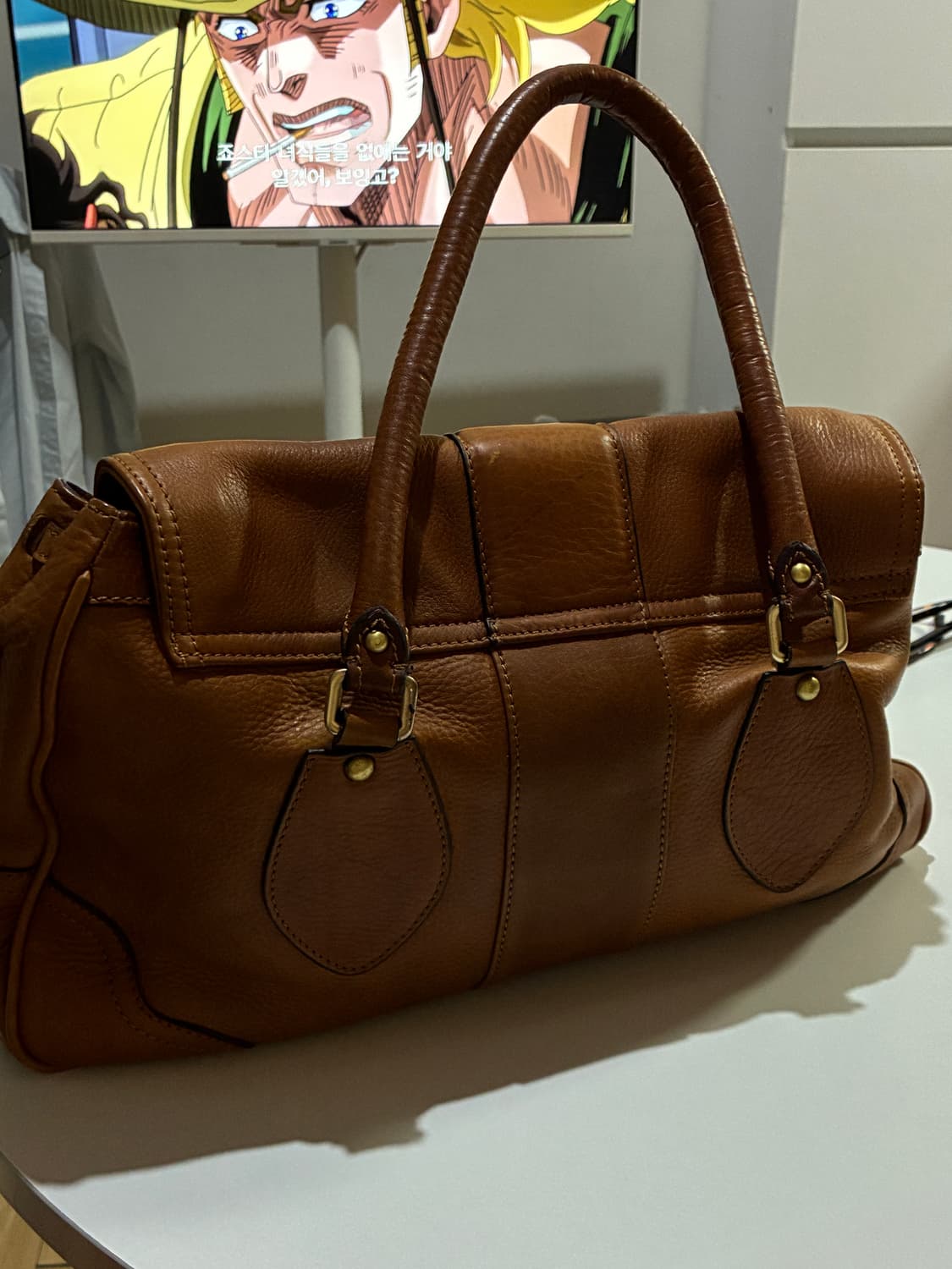 PRADA 프라다 브라운 가죽 보스턴백 aw 상품이미지5