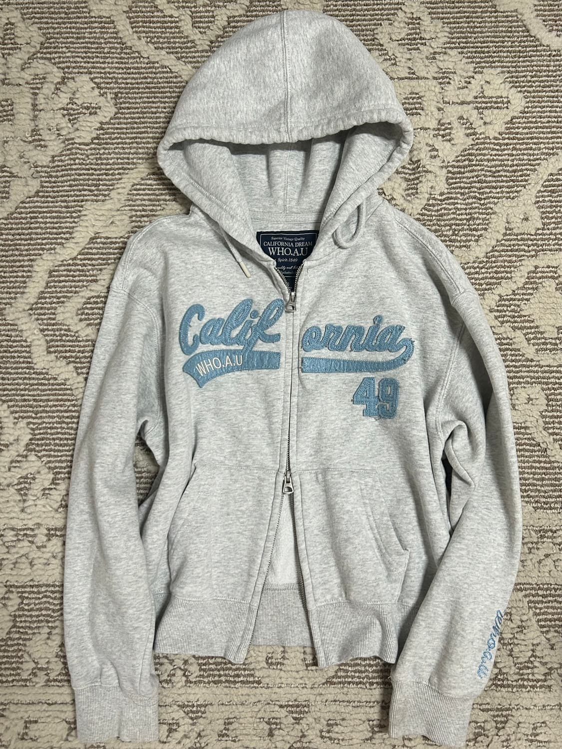 유일매물 후아유 대장 그레이 블루 투웨이 후드집업  상품이미지1