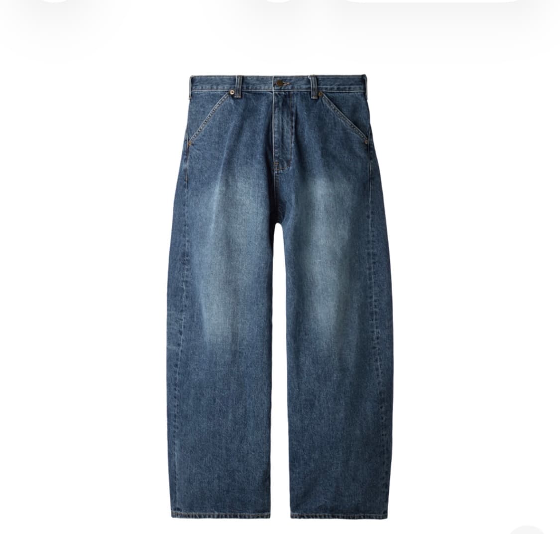 해칭룸 와이드 커브진 워시드 블루 3사이즈 상품이미지1