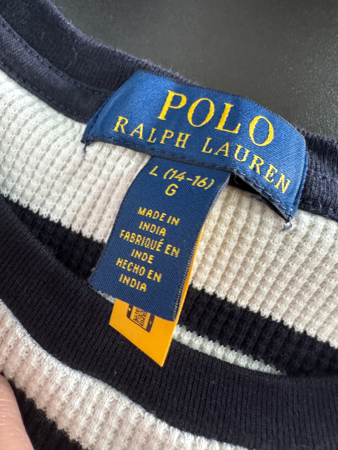정품인증!! 여성 폴로 랄프로렌 스트라이프 와플 긴팔티 상품이미지4