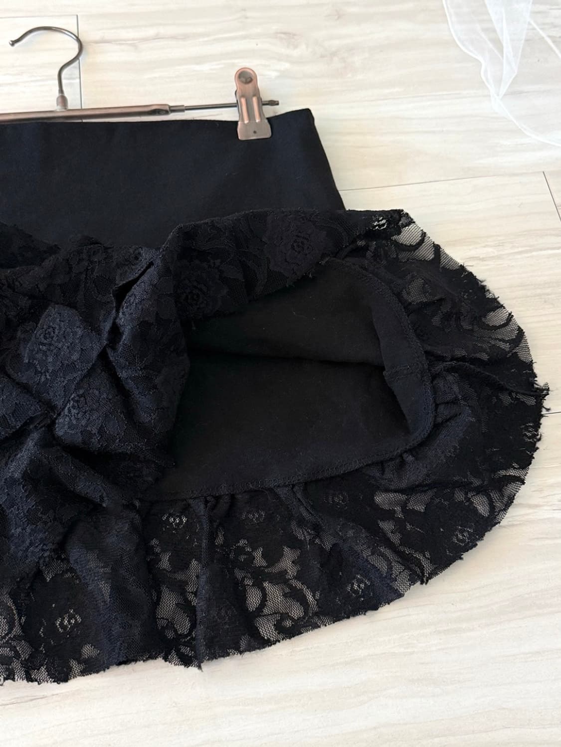 Black lace frilled mini skirt  상품이미지3
