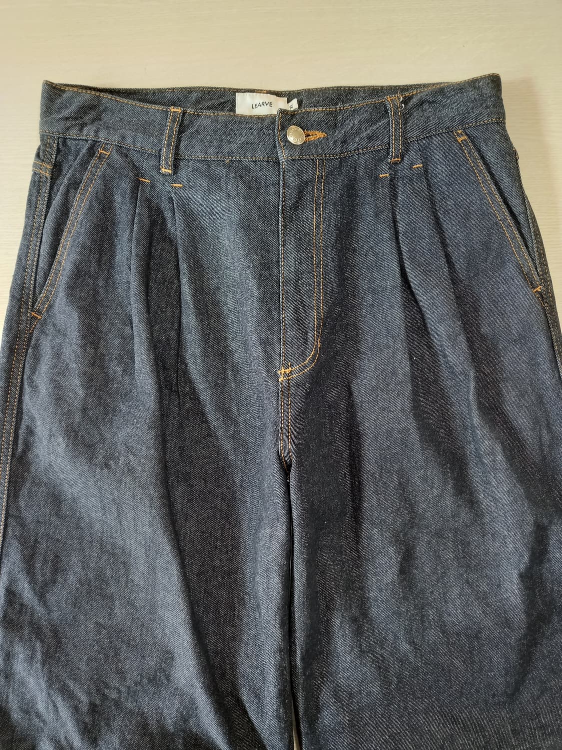 32 LEARVE Kor 하이웨이스트 스판 와이드진 진청 32-303 상품이미지3