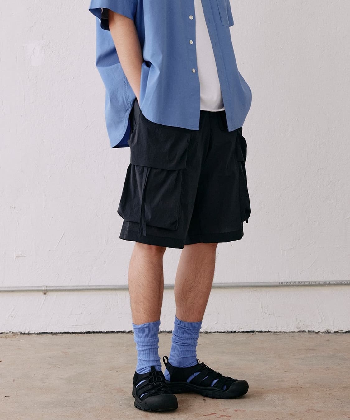 벨리에 시티 트립 하프 팬츠 네이비 S사이즈 상품이미지1