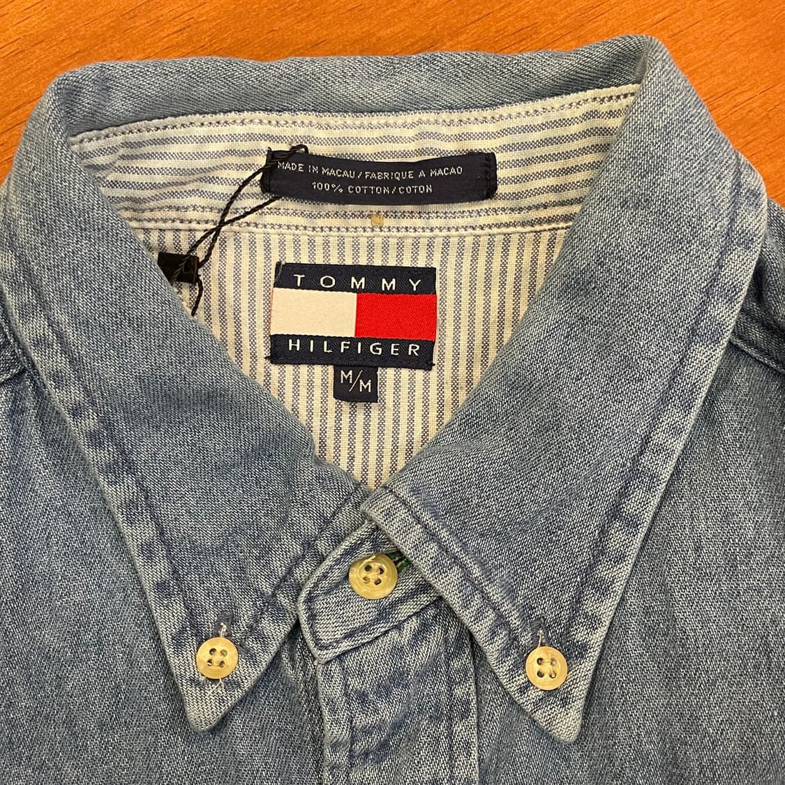 (M) 90s Tommy 올드 타미힐피거 데님 셔츠 상품이미지5