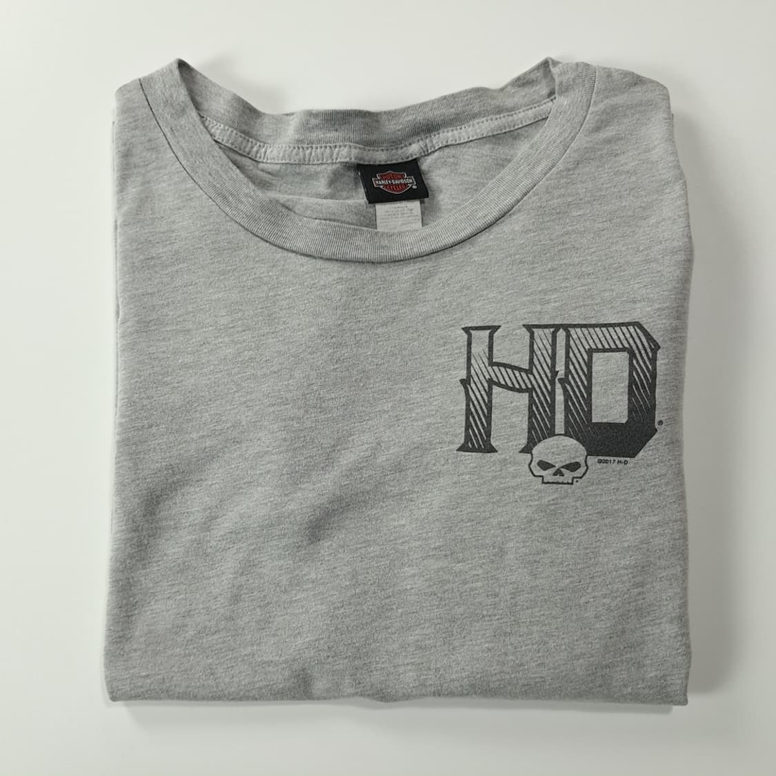 CK181 L 할리데이비슨 매디슨 스컬 썸홀 그레이 티셔츠 상품이미지8