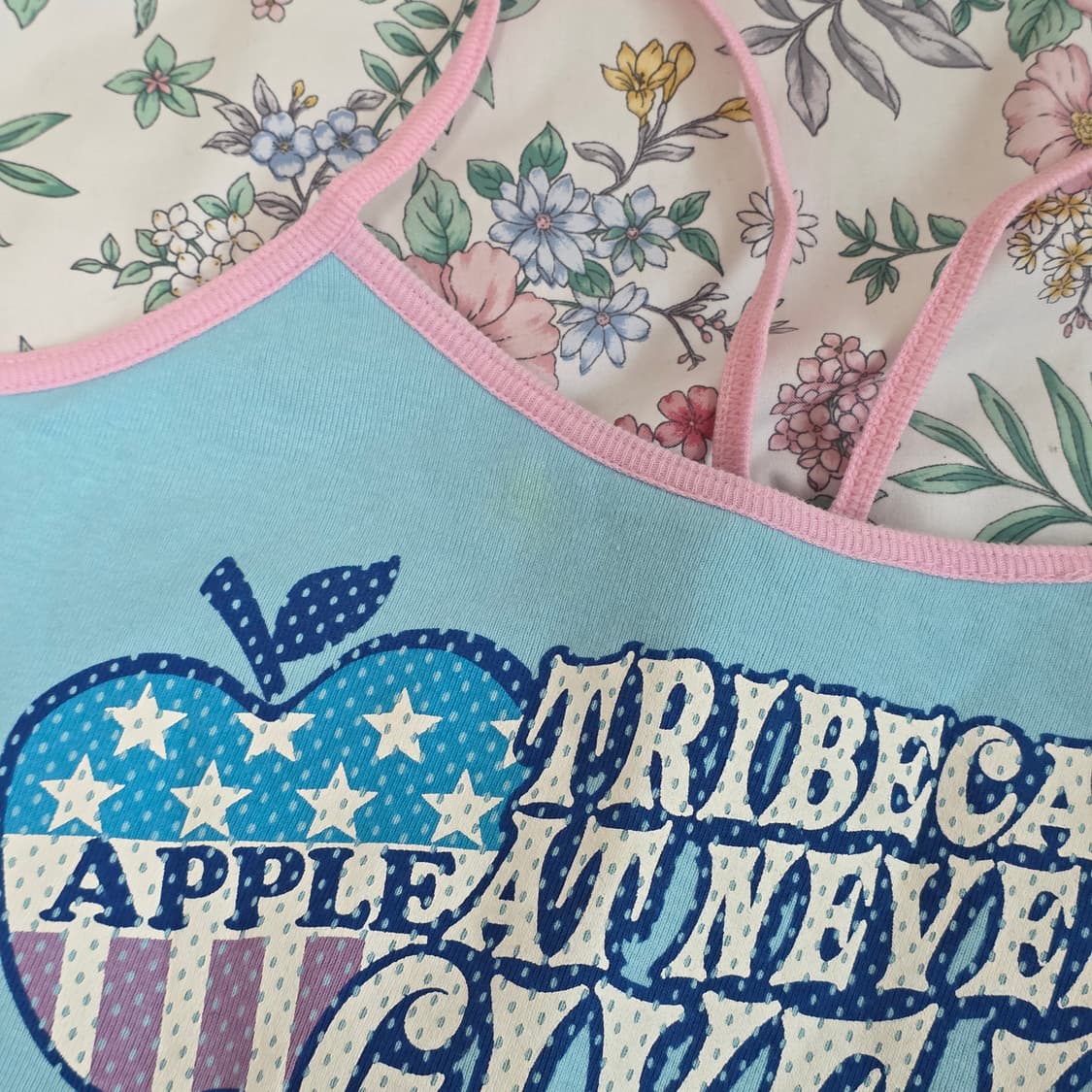 일본빈티지)애플 블루x핑크 y2k 히메오네갸루 홀터넥 슬리브리스민소매 상품이미지5