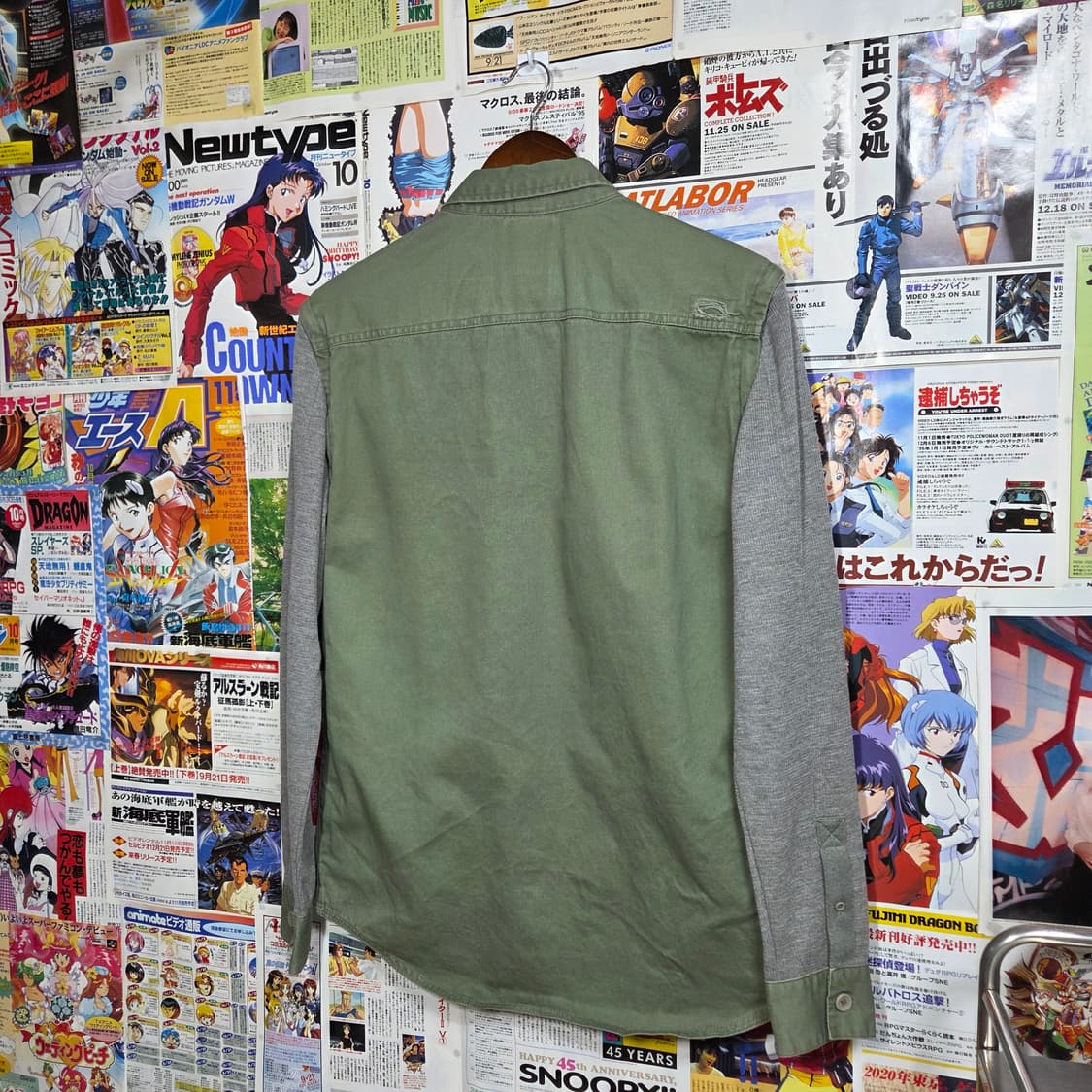 JPN 골지 코튼 카키 밀리터리 투웨이 셔츠 상품이미지6