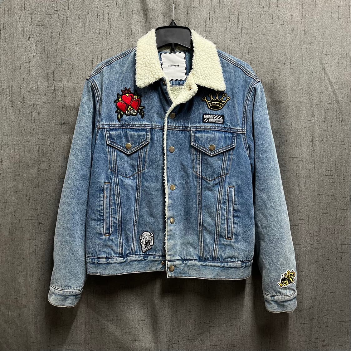 [Y2K] 에드하디 타이거 자수 셰르파 데님 자켓 상품이미지2