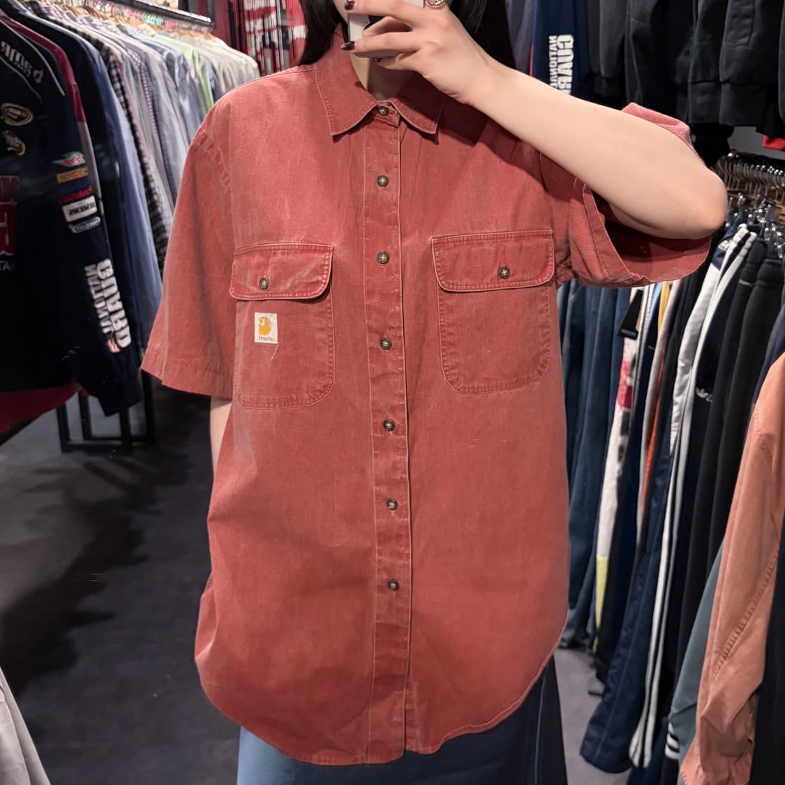 [IM] Carhartt 칼하트 데님 반팔 셔츠 레드 상품이미지3