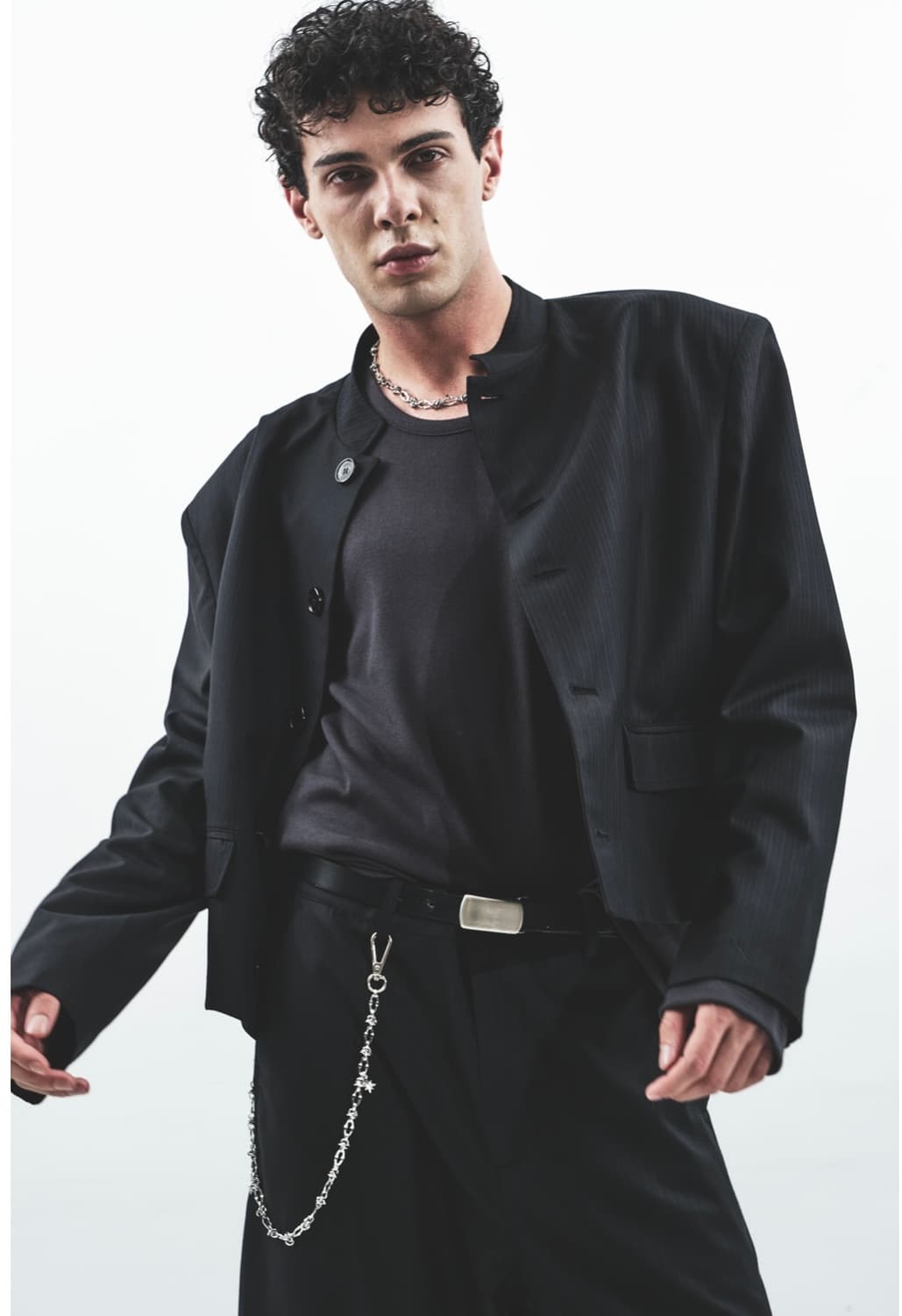 헬렛 helet STRIPE STAND COLLAR JACKET 상품이미지1