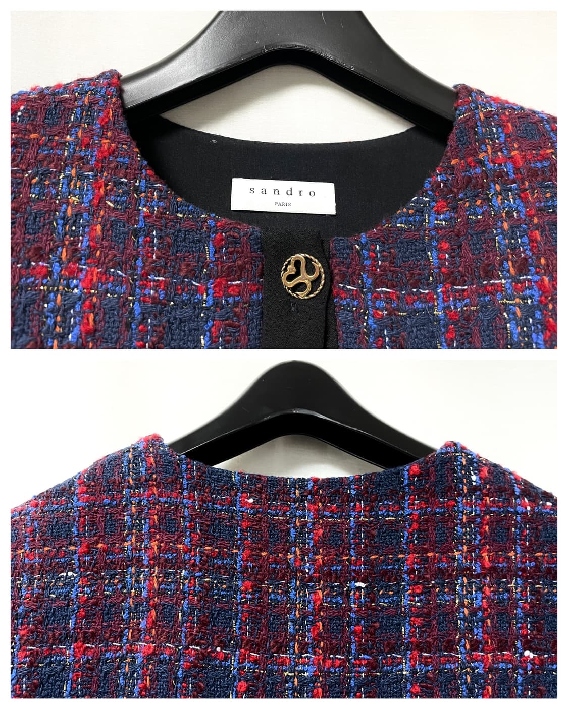 sandro 산드로 여성 트위드 반팔 원피스 36 _ 퍼플 상품이미지7