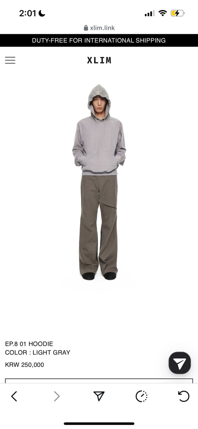 XLIM EP.8 01 HOODIE 라이트 그레이 상품이미지1