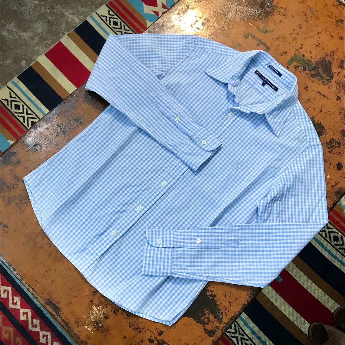 폴로랄프로렌 라이트 블루 깅엄 체크 코튼 셔츠 여성 55 사이즈 상품이미지2