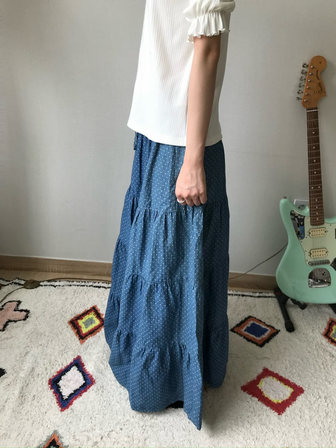 dot blue maxi skirt 상품이미지3