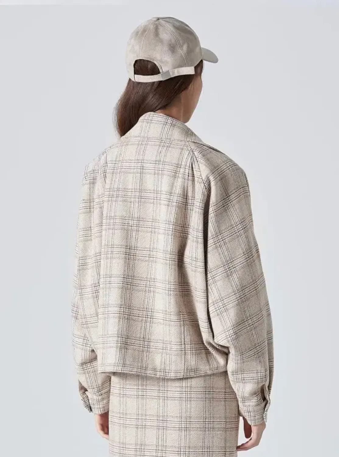 에잇세컨즈 자켓 점퍼 블루종 아이보리 체크 아우터 코트 퍼 집업 상품이미지3