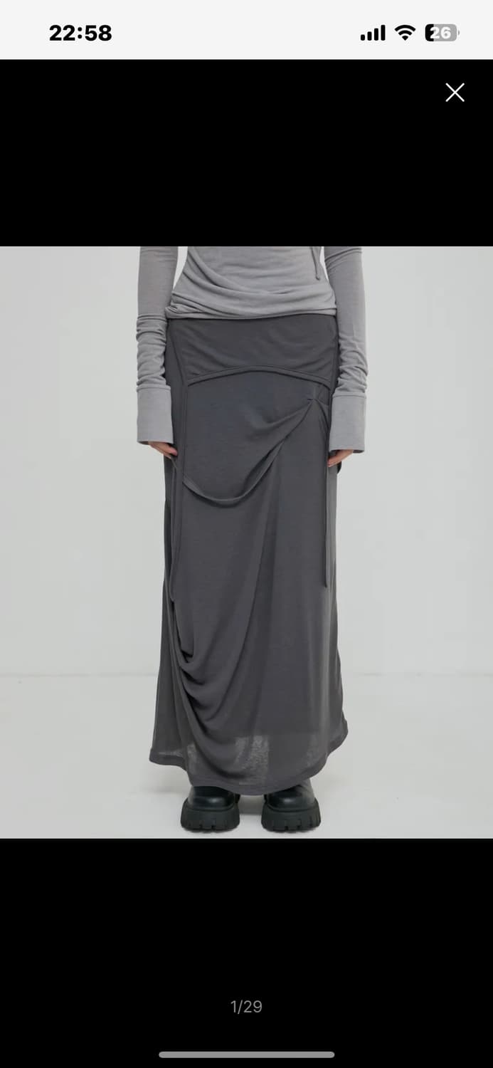 플레어업 Asymmetrical Draped Long Skirt 상품이미지1