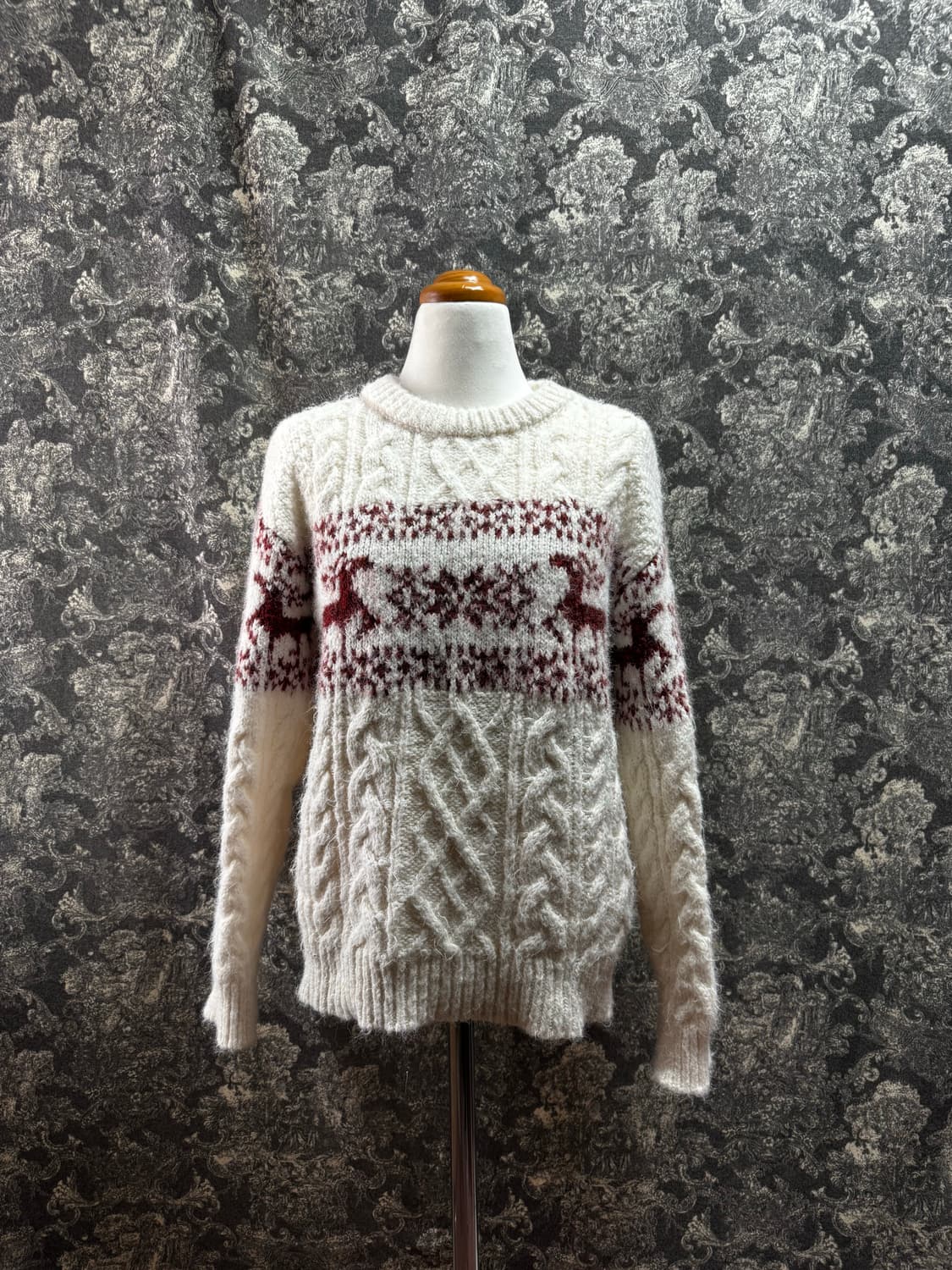 빈티지 화이트 노르딕 니트 상품이미지1