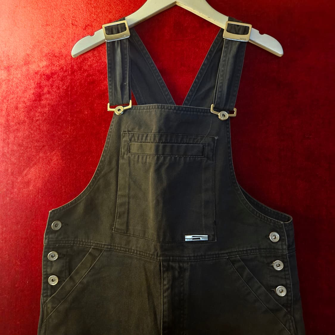 세븐진(Seven Jeans) 흑청 와이드 데님 멜빵팬츠 Free 상품이미지3