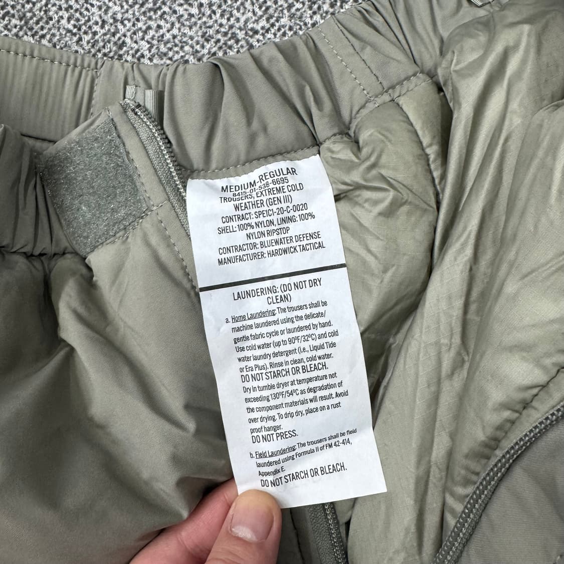 미군 프리마로프트 레벨7 콜드웨더 방한 팬츠 상품이미지6