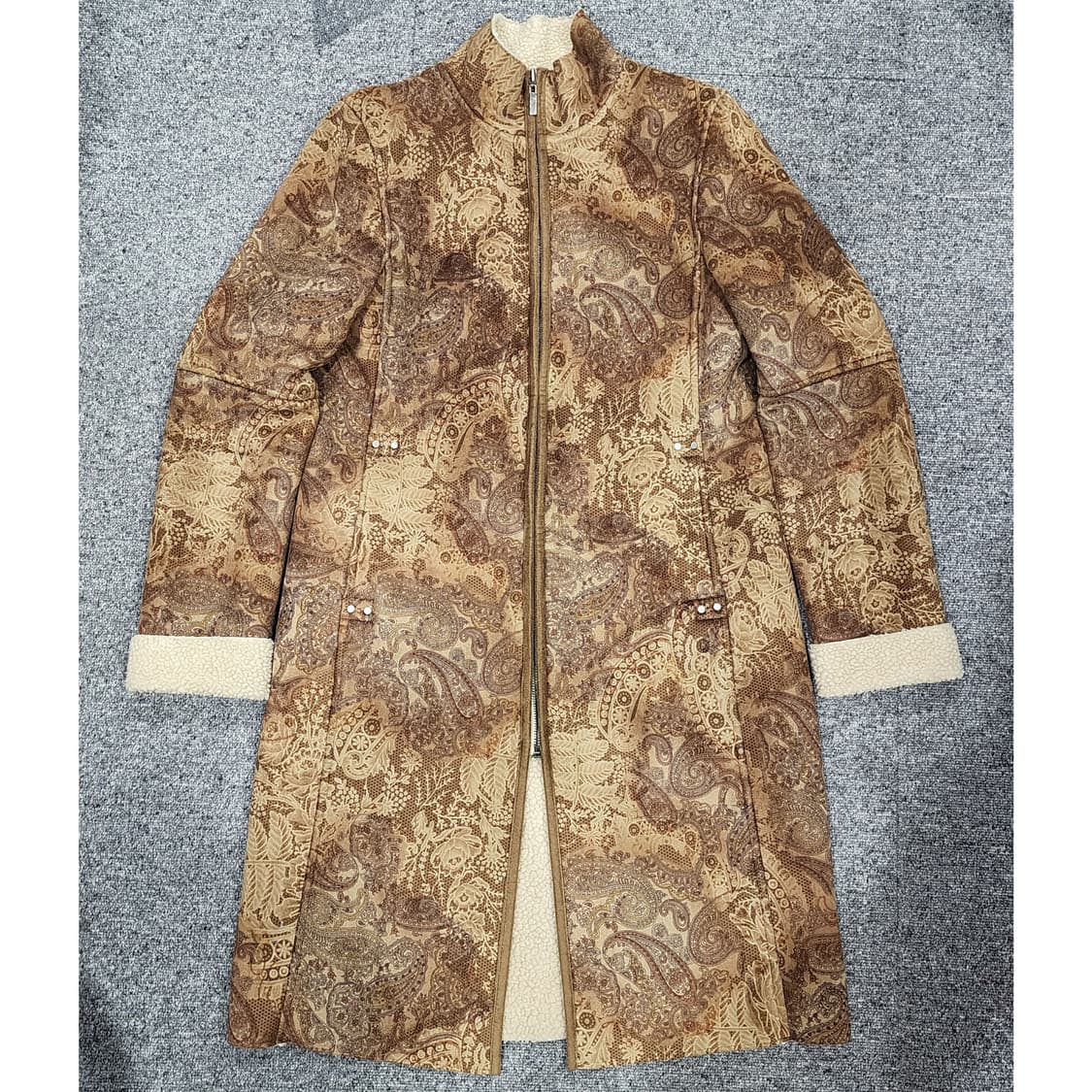 랄프로렌 팔로미노 페이즐리 페이크 스웨이드 무스탕 집업 코트 M 상품이미지1